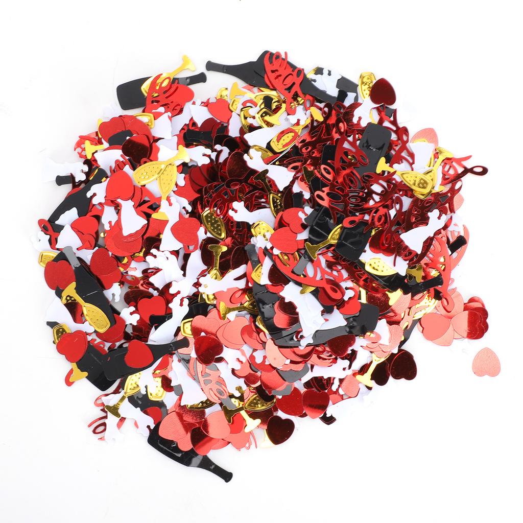 PVC Sequins Red Heart Golden Black Wine Glass Shaped Confetti Add Shine Gift Decoration