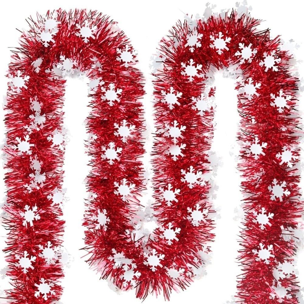 Metallic Christmas Snowflake Tinsel Garland for Christmas Tree Decoration