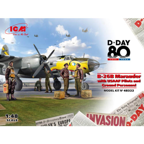 ICM 1/48 D-DAY 80th Anniversary Set B-26B with USAAF Pilot & Crew Plastic Model Kit 48322 (Airplane)