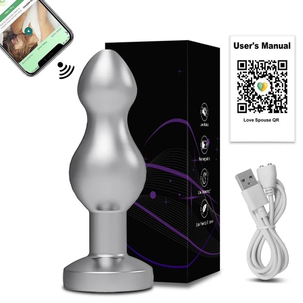 Bluetooth Metal Anal Plug APP Vibrator Remote Control Butt Plug Prostate Massager Anal Trainer Sex Toys for Women Men Adult