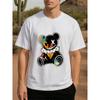 European Size Men'S Short-Sleeved Shirt Featuring a Villain Costume Design with Dark Graffiti And a Teddy Bear Print, Made from Pure