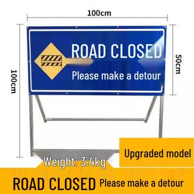 Reflective Road Closure Traffic Sign, Upgraded