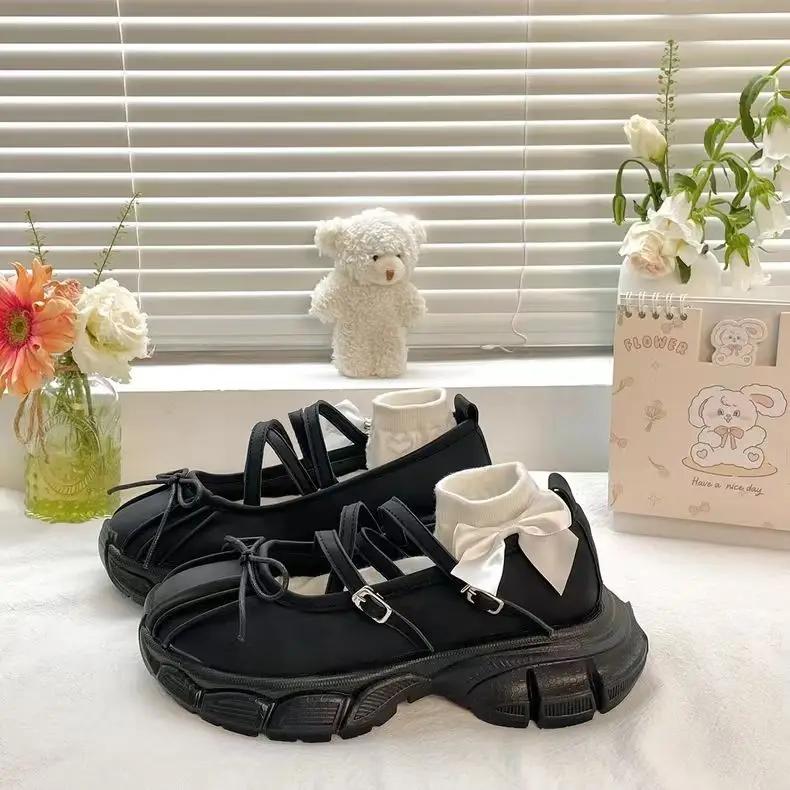 

Модные черные универсальные туфли на толстой подошве, увеличивающие рост, из маленькой кожи для женщин 2025 новый весенне-осенний французский стиль 39 чёрный