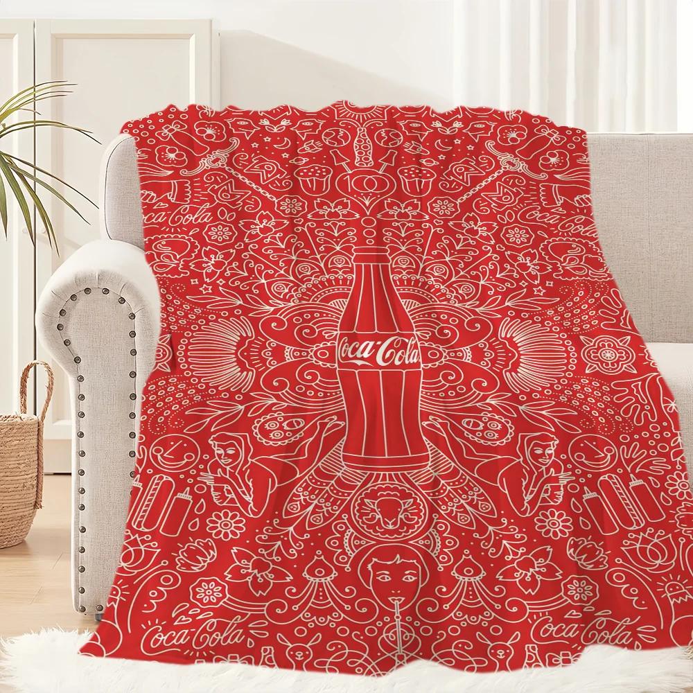CocaCola Logo Throw Blanket for Couch Travel Hiking Picnic Bedding Flannel Blanket  Perfect Birthday Gift