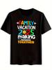 Family Vacation 2025 Making Memories Together Men'S Casual T-Shirt - Colorful Letter Print, Short Sleeve, Crew Neck, Li