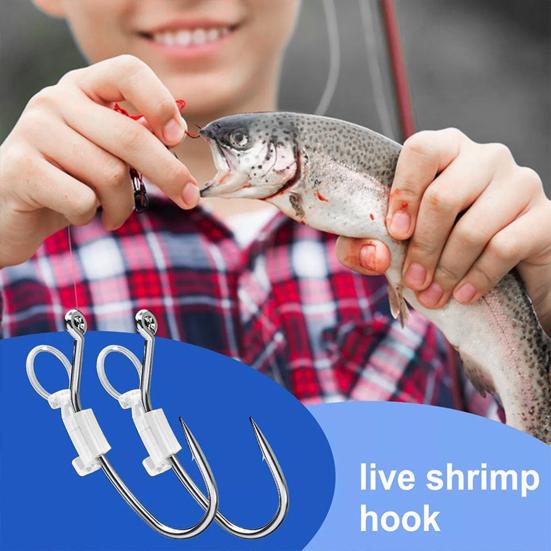 3/5/10/20Pcs Luminous Live Shrimp Fixing Hook Glow-in-the-dark Fishhook with Barbed Offset Saltwater Bass Fishing Hook Fishing Accessories