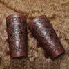 1PC Medieval PU Leather Wrist Guards Viking Warrior Embossed Leather Gauntlets Knight Arm Gloves Retro Gothic Wristbands