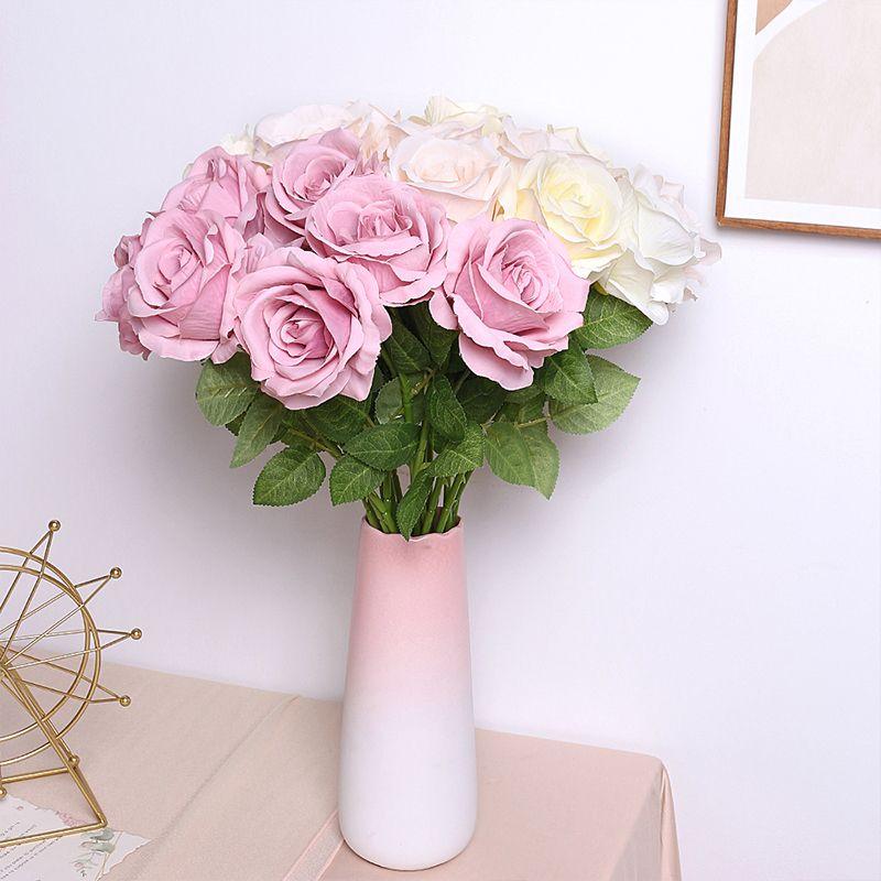 5pcs Rose Artificial Flowers Bouquet Silk Flowers Wedding Marriage Decoration Supplies Fake Flower for Garden Home Decor Outdoor