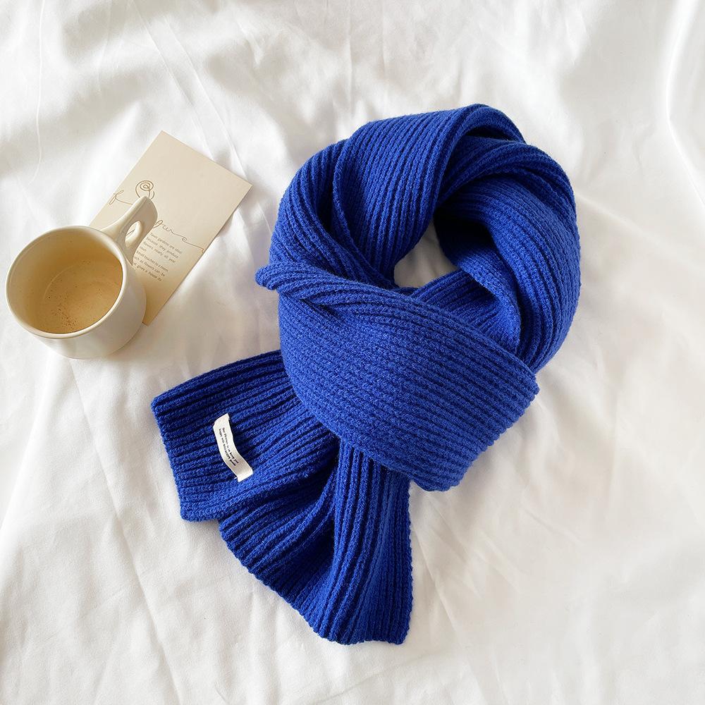 Winter Knitted Acrylic Small Scarf Women's New High-end Monochrome Korean Powder Simple Matching Scarf
