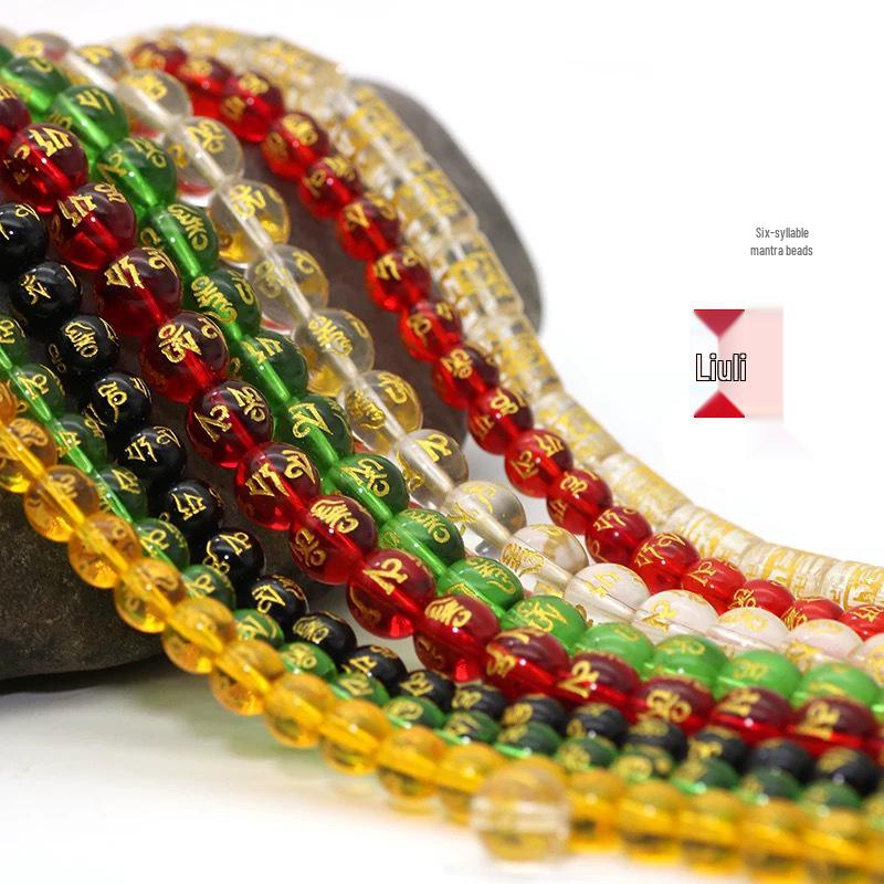 Crystal Agate Six-Syllable Mantra Beads for DIY Jewelry & Buddhist Bracelets