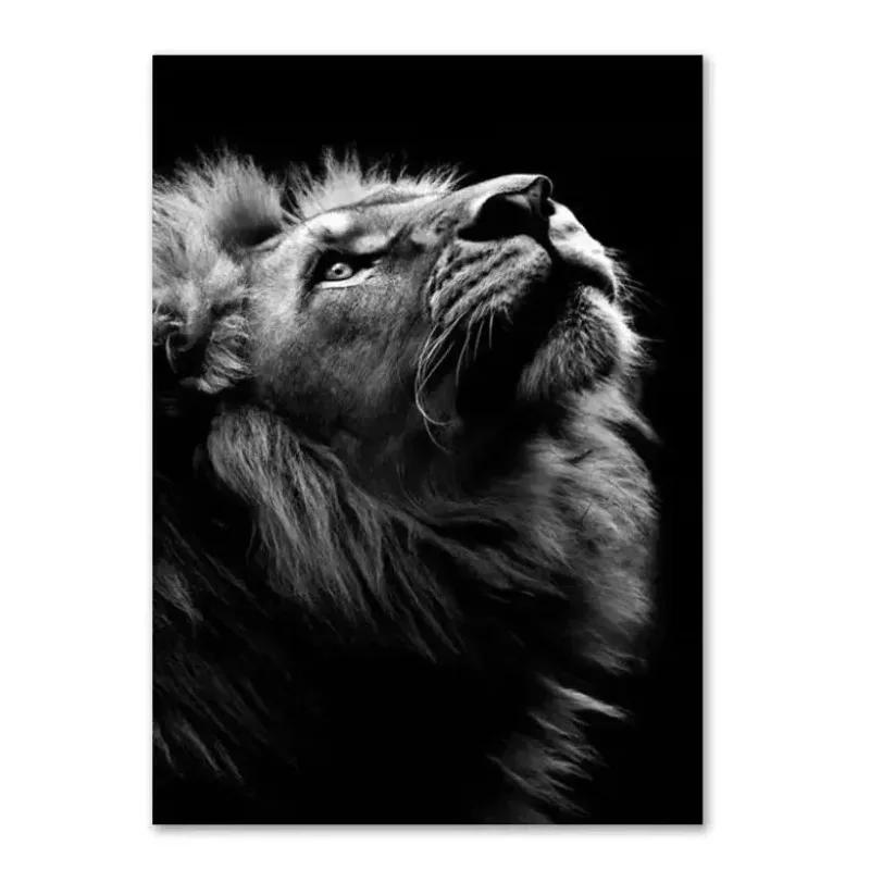 Animal Family Poster Lion Family Print Black and White Canvas Wall Art Modern Painting Picture Decor for Bedroom Wall Art Gift