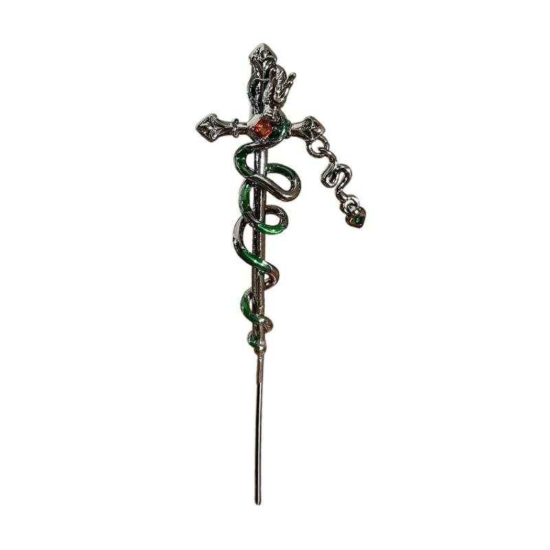 

Изысканные серьги-каффы в виде зеленых змей, привлекающие внимание кресты, украшение для ушей, модная бижутерия для модных личностей 1