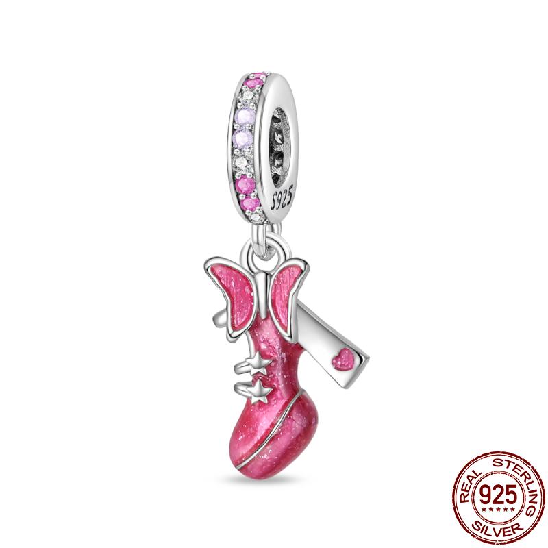 Genuine Copper Pink Princess Series-Crown Pendant Fit 3Mm Pan Bracelet Diy Charm For Women Jewelry Fashion Gift