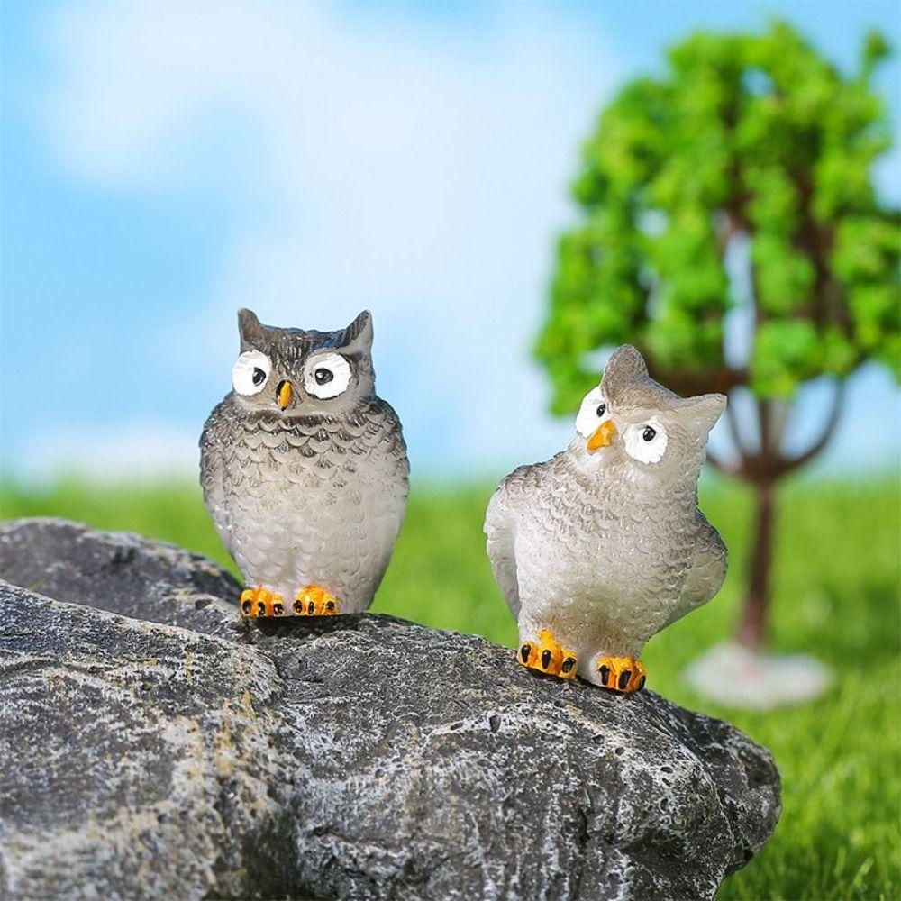 

Resin Crafts Owl Miniatures Handmade Garden Owl Ornaments Simulation Owl Ornaments Scene Decor style 1