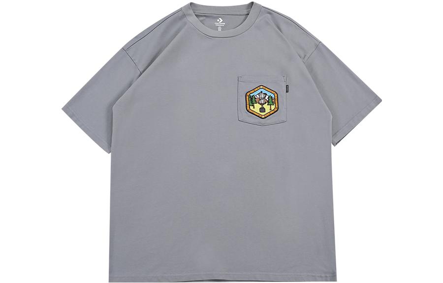 Converse T Shirts Men s Gray Crew Neck Moderate Straight Fit 10025881-A03 XXS