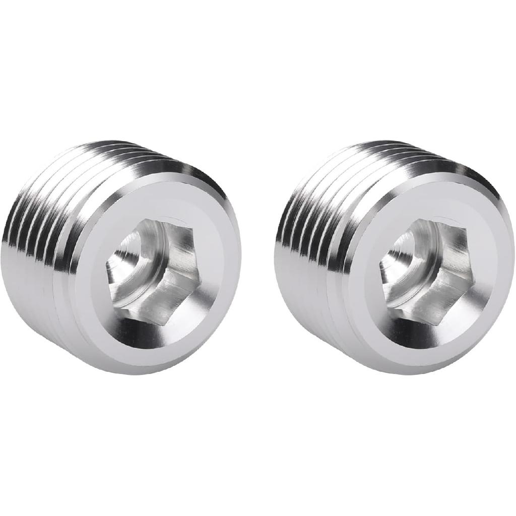 3/8 NPT Male Thread Allen Head Socket Pipe Plug Fitting Aluminum Black, Pack of 2