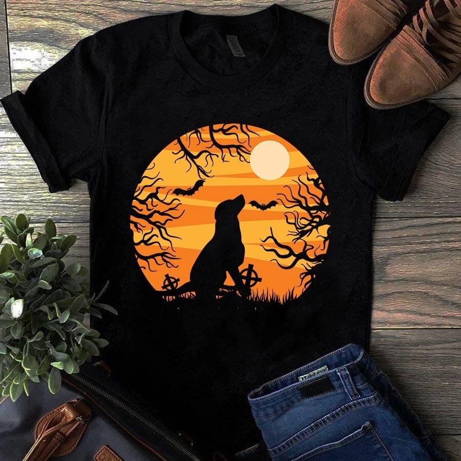 Alone Dog in the Dark Halloween Dog Gift Men s and Women s T-shirts XXXXL