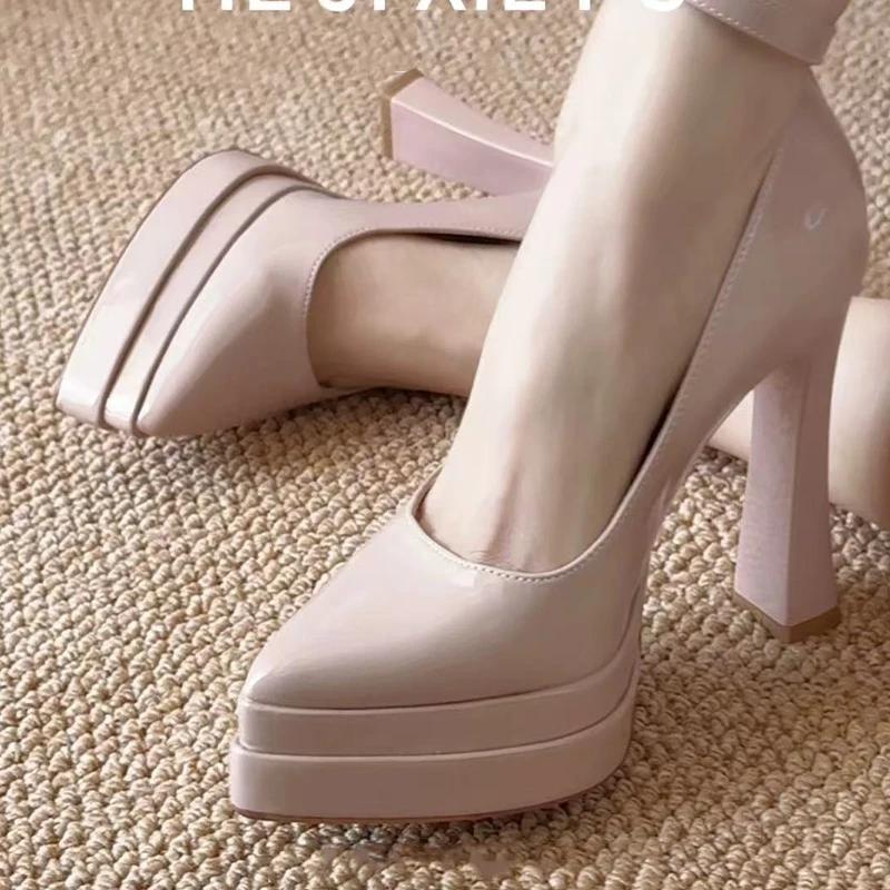 Fashion High Heels Women Mary Jance Shoes Pointed Toe Elegant Sandals Sexy Luxury Shoes 2025 Summer Designer Chunky Lolita Mujer Zapatos