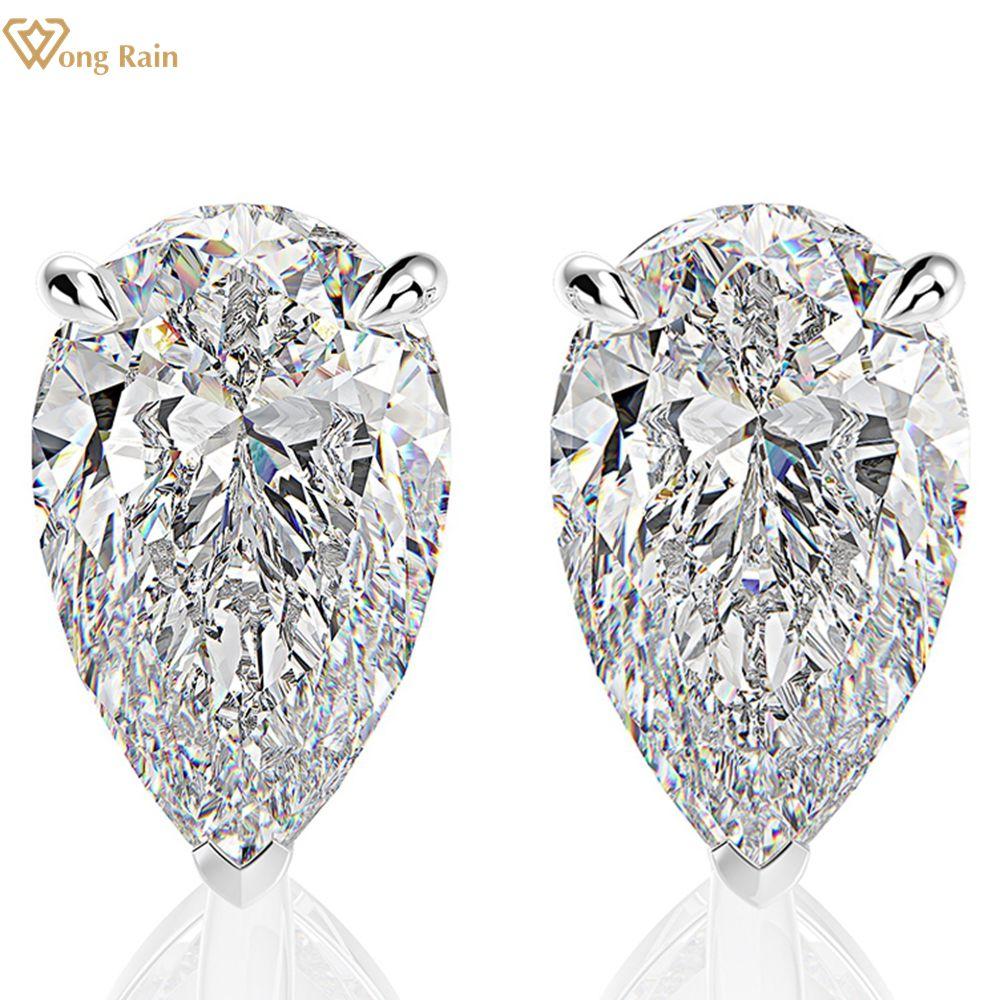 

Wong Rain Fashion, серьги-гвоздики из 100% стерлингового серебра 925 пробы, грушевидной огранки 5*8 мм, цирконы AAAAA, драгоценные камни, серьги из белого золота, ювелирные украшения белый