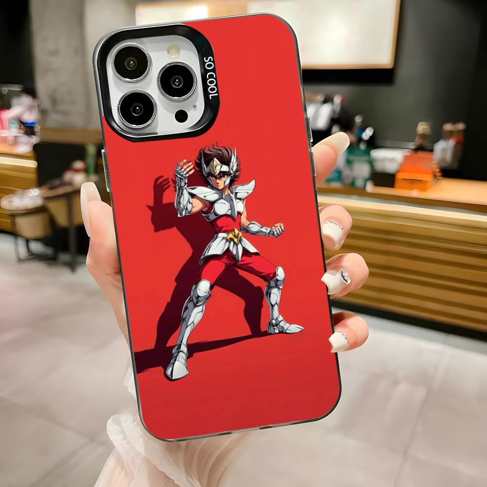 S-Saint Seiya Knights Zodiac Phone Case For iPhone 16,15,14,13,12,11,Pro,Max,Plus,Mini,XS,SE Anti Fall Black Matte Hard Bumper