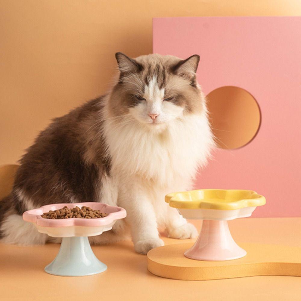 

Creative Flowers Cat Bowl Ceramic Cat Food Container Colorful Cat Food Feeder Pet Supplies синій