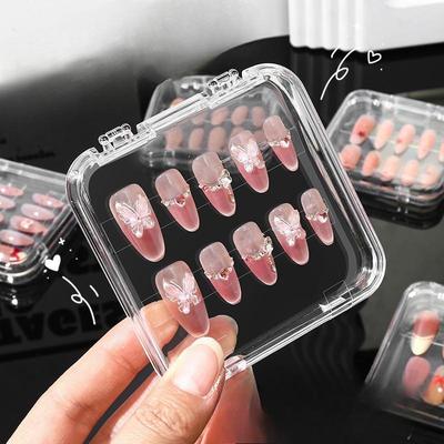 Transparente staubdichte Aufbewahrungsbox für NailartKunststoff-Aufbewahrungsbox für handgefertigte Nailart-Stücke Rechteckige Ausstellungsbox für Nailart-Stücke
