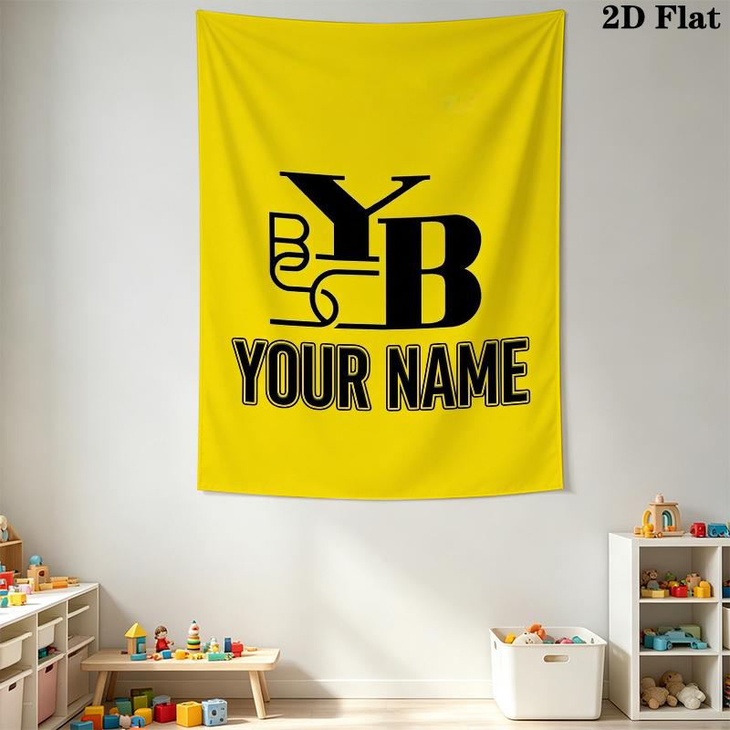 Custom Name BSC Young Wall Tapestry Aesthetic Wall Hanging Printed Fabric Blanket Decorative Tapestries for Bedroom Living Room Home Decor