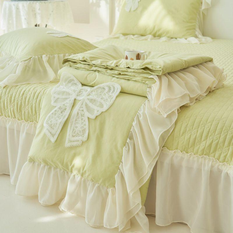 Princess Style Summer Quilt Ruffled Summer Cool Blanket Air-Conditioning Thin Blanket Summer Cooling Machine Washable
