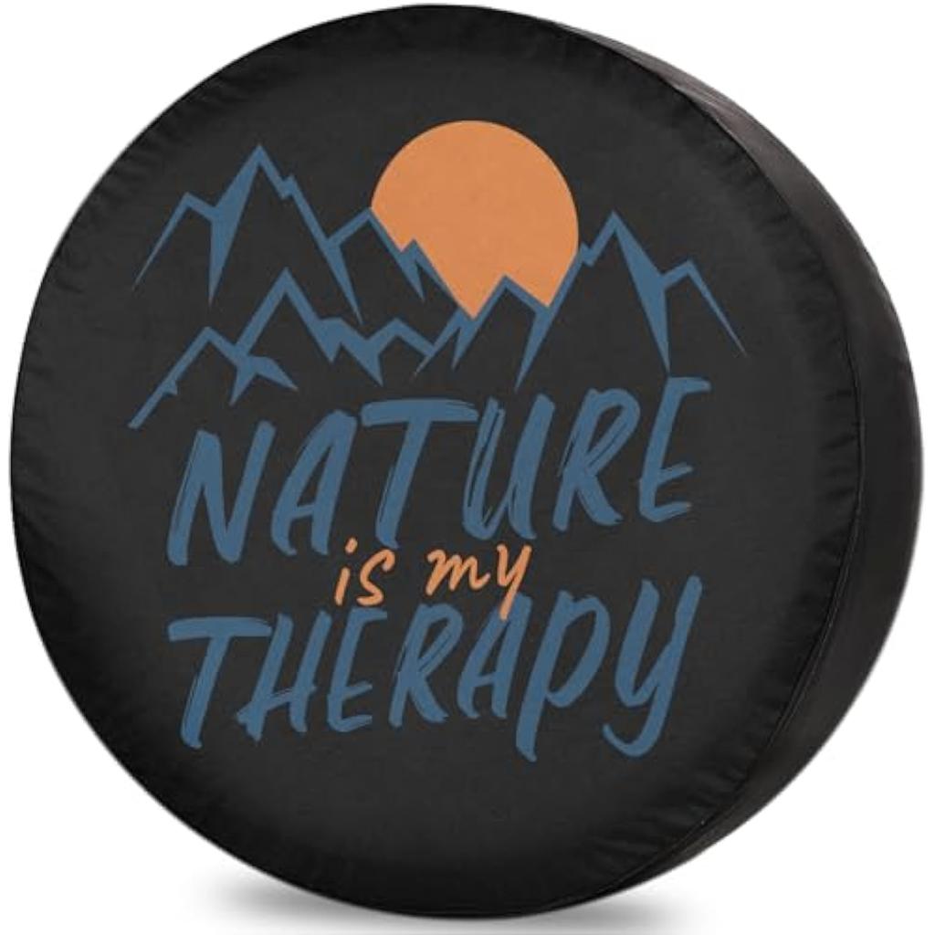 Nature Is My Therapy Mountain Sunset Spare Tire Cover Waterproof Sunproof RV Wheel Cover