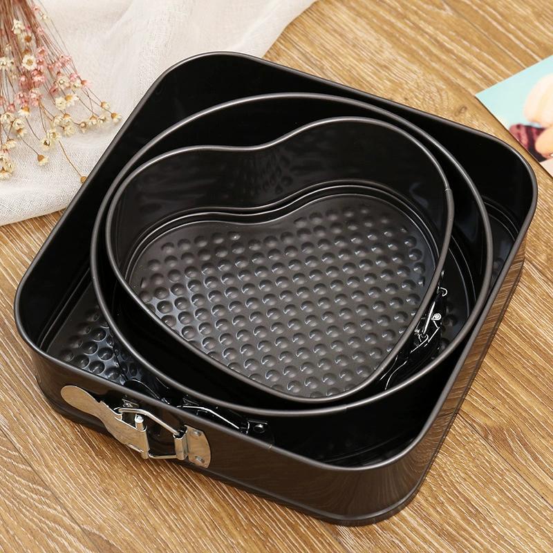3Pcs Circular Square Heart-shaped Cake Embryo Mold Baking Tray Lockable Detachable Cake Embryo Baking Tray Kitchen Baking Tool