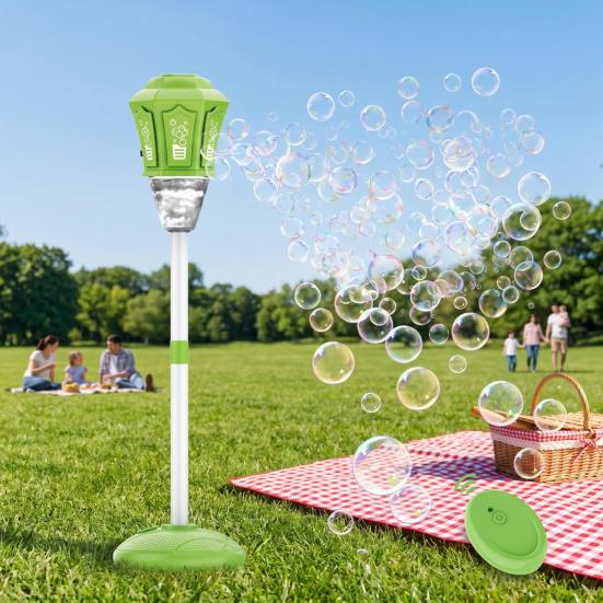 Automatic Bubble Machine Street Light Outdoor Bubble Blower with Lights And Music Adjustable Height Remote Control Bubble Maker for Parties Weddings