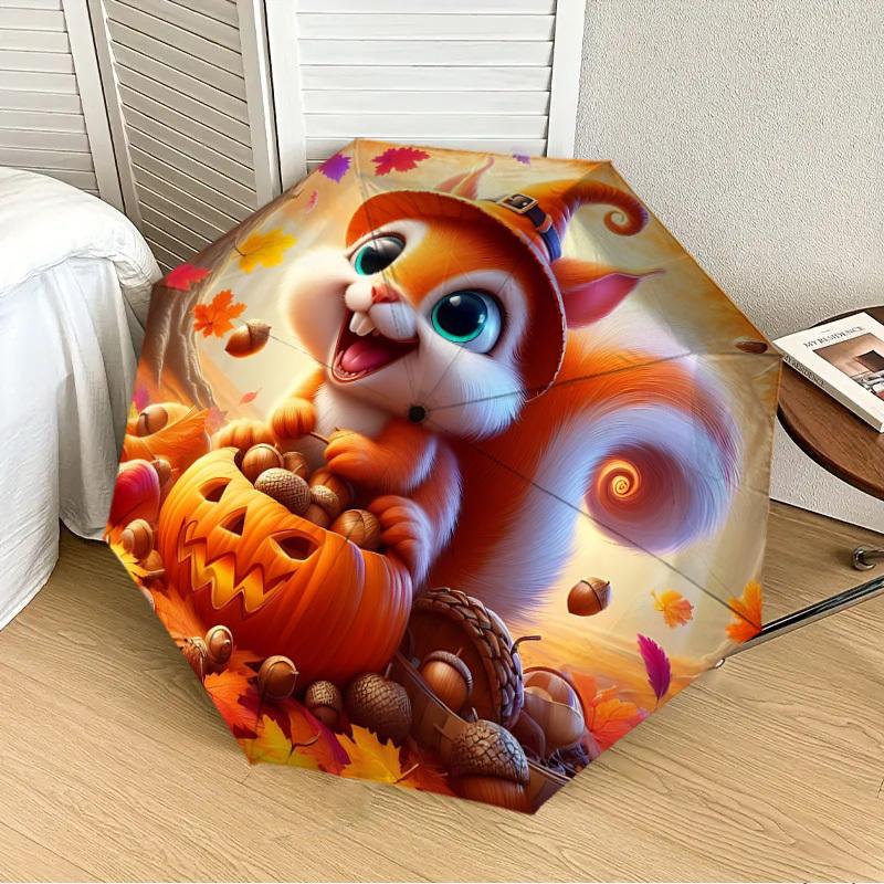 1pc Halloween Squirrel Automatic Open/Close Umbrella, Folding Compact Umbrella with Lightweight Design for Women/Men Yy251028248
