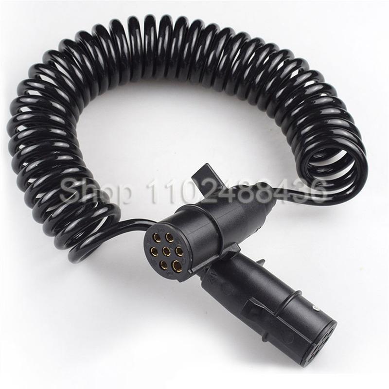 Truck Trailer Cable Semi-trailer Connection Cable 7-core Spiral Cable Assembly Power Reel Trailer Breakaway Electrical Plugs