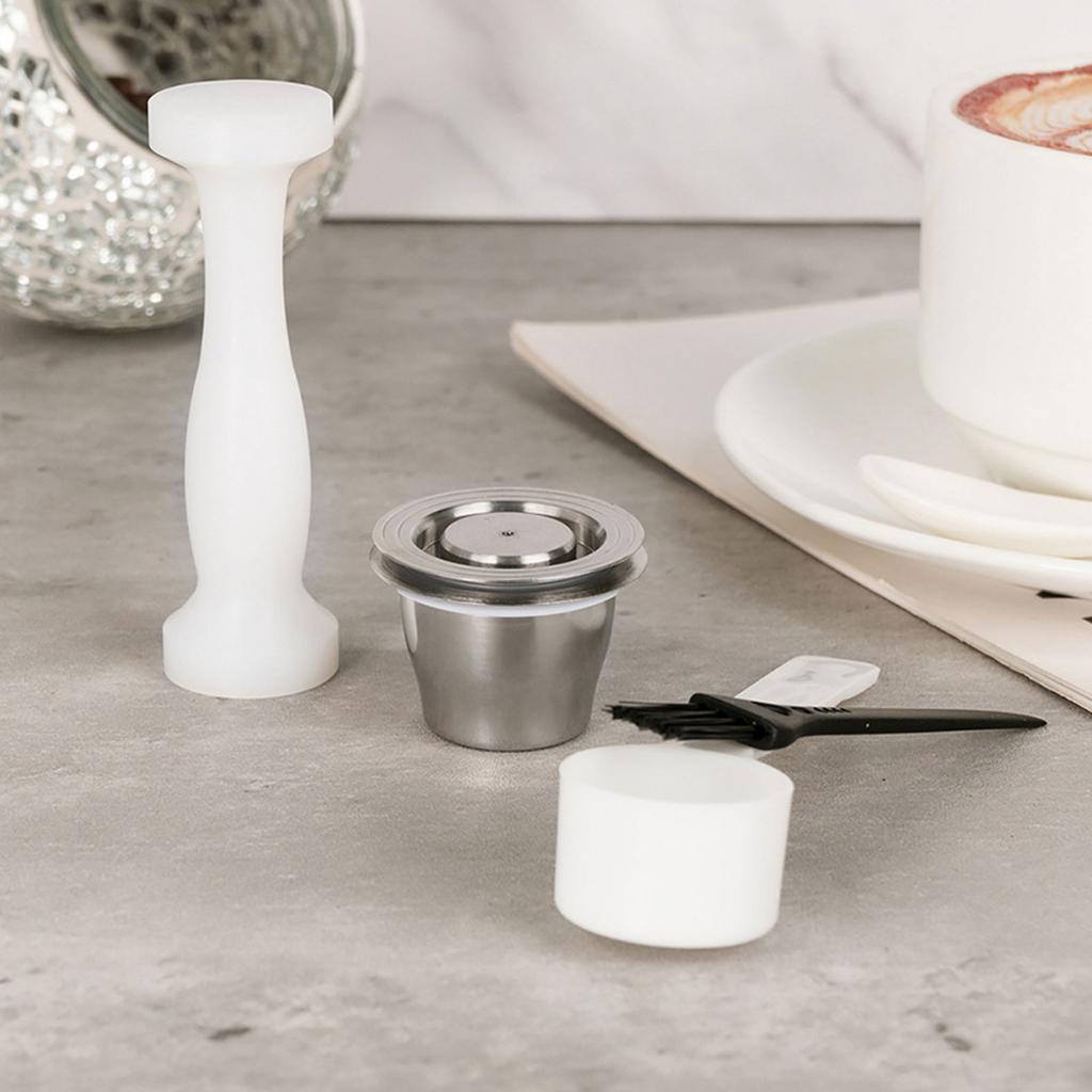Coffee Capsule Refill Kit Stainless Steel Reusable Coffee Capsule Hammer Spoon Brush for Coffee Machine