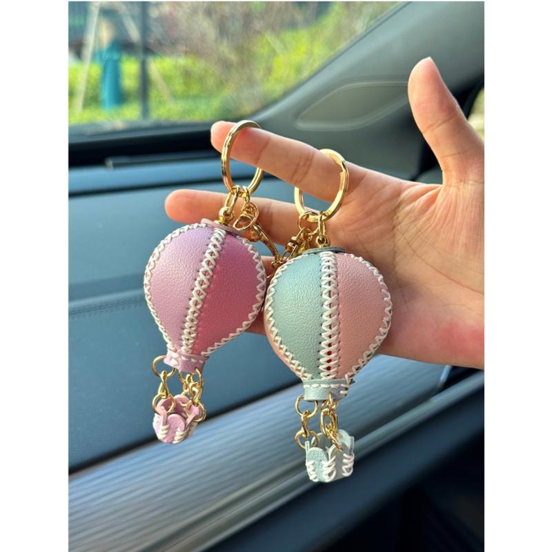Phone Straps  Air Balloon Diy Keychain Leather Versatile Car Key Ring Handmade Ins Keychain Lanyard Bag Charms