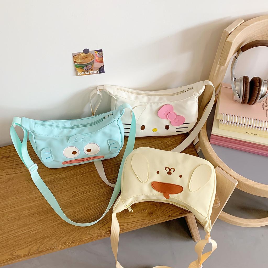 Hello Kitty Cartoon Nylon Shoulder Bag For Daily Use With Lightweight Design For Girls