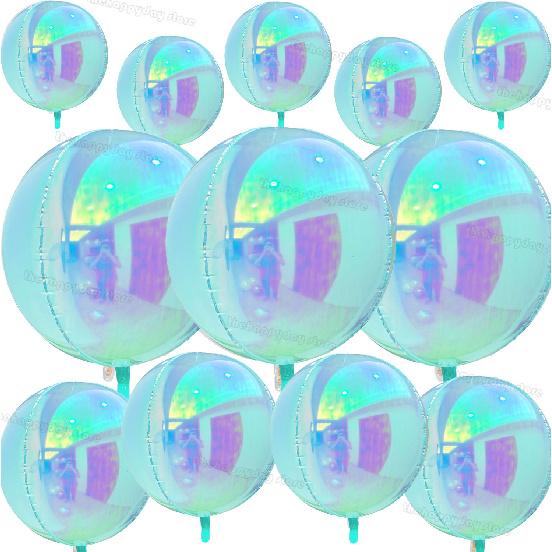 12 Stück schillernde 4D runde Folienballons 22/12/10 Zoll holografische 4D-Folienballons Helium Luft Globos Meerjungfrau Geburtstag Hochzeit Dekoration 5