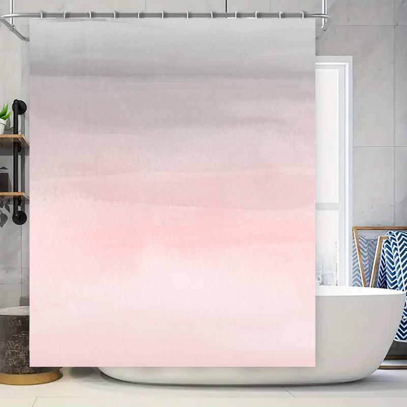 

Modern Gradient Shower Curtain Set Pink Tones For Bathroom Decorations Waterproof Fabric With Hook Rings In Various Sizes. W60H190(CM)-1 Pcs