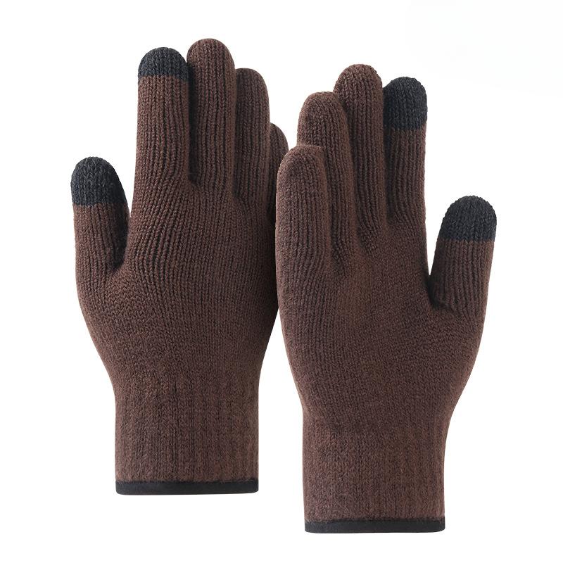 

Взрослые перчатки с сенсорным экраном для мужчин для осени и зимы, защита от холода и тепло, утолщенные вязаные перчатки из шерсти, сенсорное управление One size