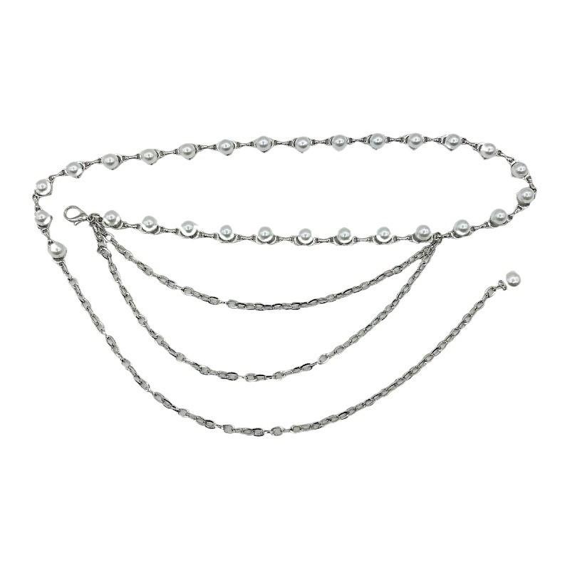 Catena da Vita Multistrato Stile Piccolo Profumo con Decorazione di Perle per Abiti e Pantaloni da Donna