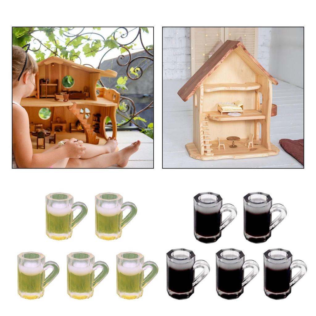 5 Pieces Dollhouse Drink Cup Doll House Accessories Resin Simulation Dollhouse Drinks for 1/6 1/12 Dining Cafes Playset Decor