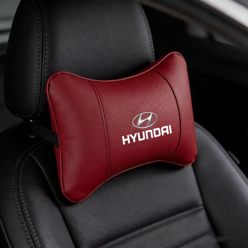 High-quality Leather Car Seat Headrest Memory Foam Comfort Pillow Auto Interior For Hyundai NLINE Genesis I30 I20 I10 Venue Getz PP18