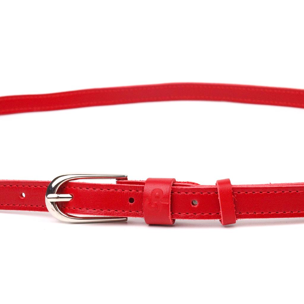 Narrow Women's Leather Belt GRANDE PELLE Leather Belt 21440 Red