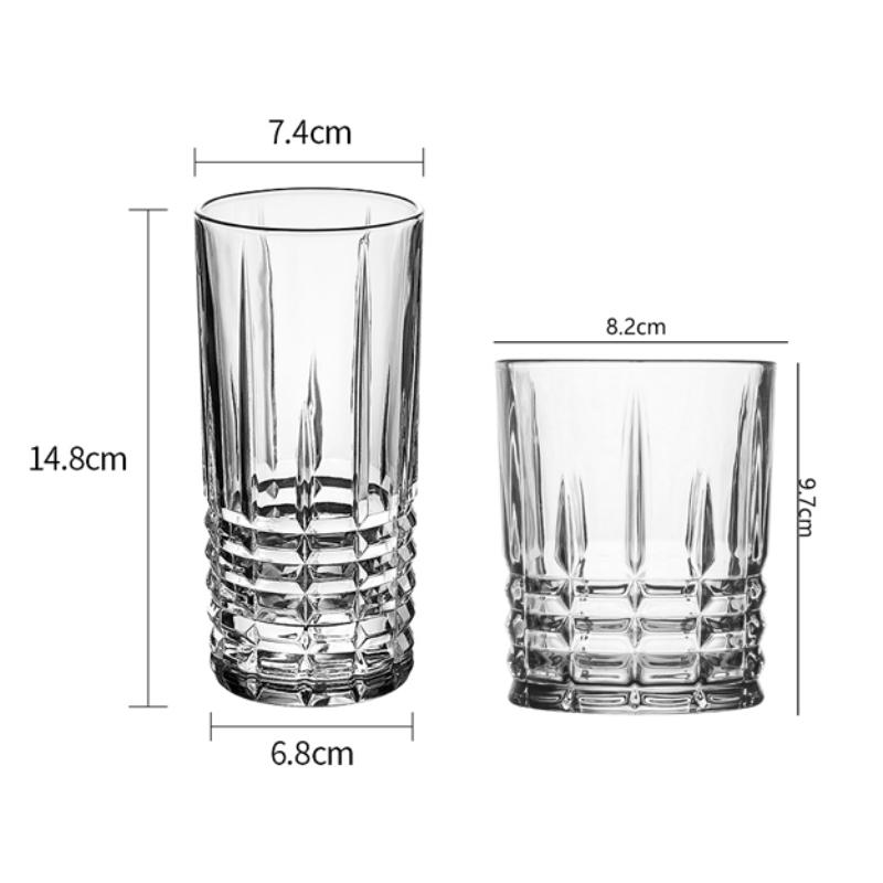 315ml/400ml Whiskeyglas Reliefglas Tasse Getränkebecher Cocktail Brandy Becher Luxus Weinutensilien Trinkgläser Barglasware