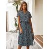 fashion women's clothing, Amazon's summer polka dot short-sleeved medium and long dress