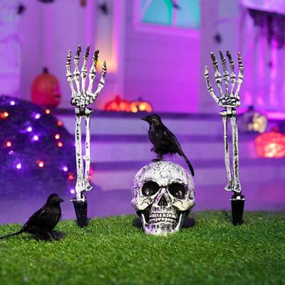 Halloween Totenkopf und Hand Rasendekoration Requisiten-Set