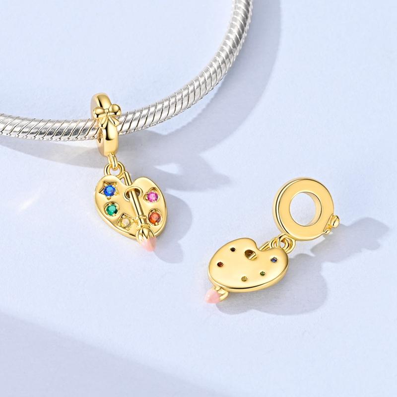 Original 925 Sterling Silver Charms Painter Bead Starry Sky Paint Palette Pendant Fit Original Bracelets For Women DIY Gift