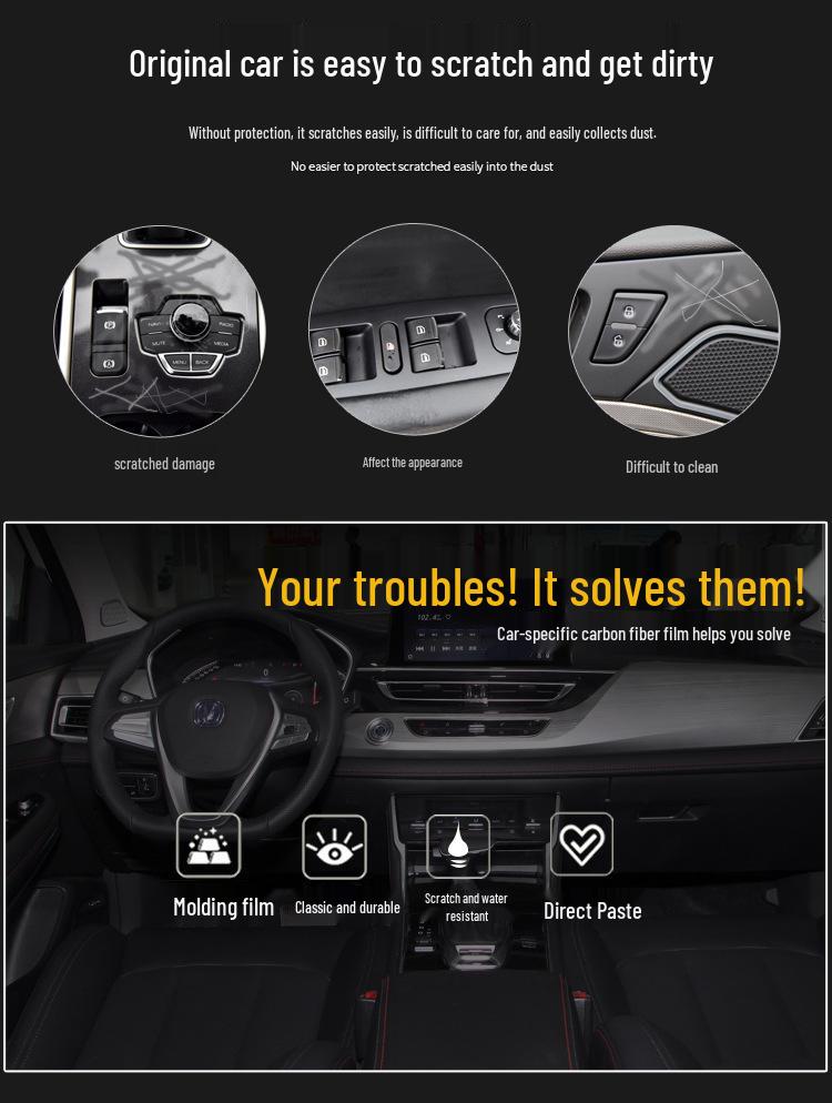 Changan CS75 (2014-2020) Carbon Fiber Interior Trim Sticker - Free Replacement