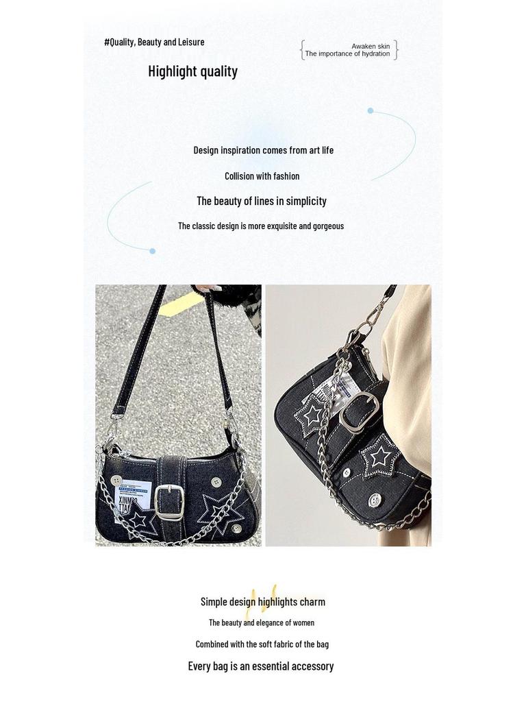 Y2K Spicy Girl Crescent Chain Denim Bag