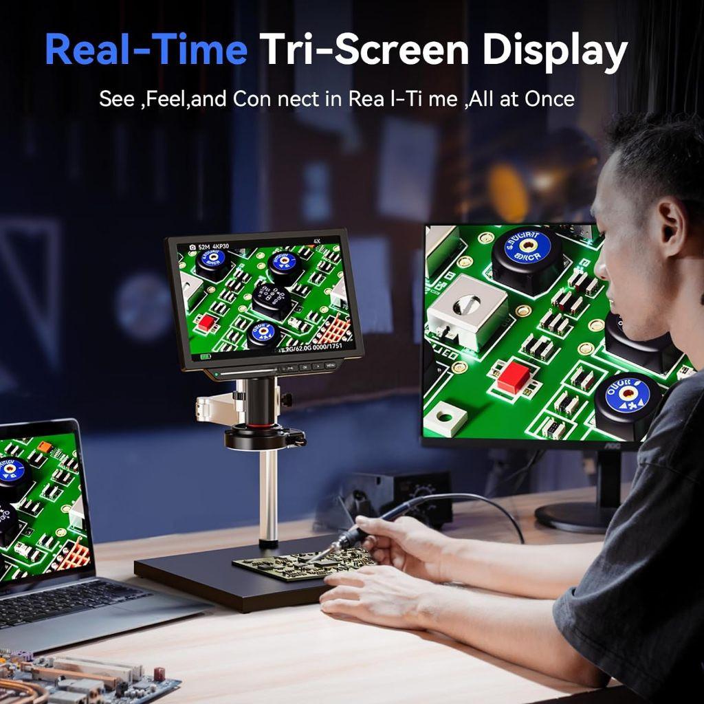 4K 10.1" HDMI 2000X HD Electronic Microscopes Camera Magnifier Digital Microscope Spin Arm Soldering Coin Microscope
